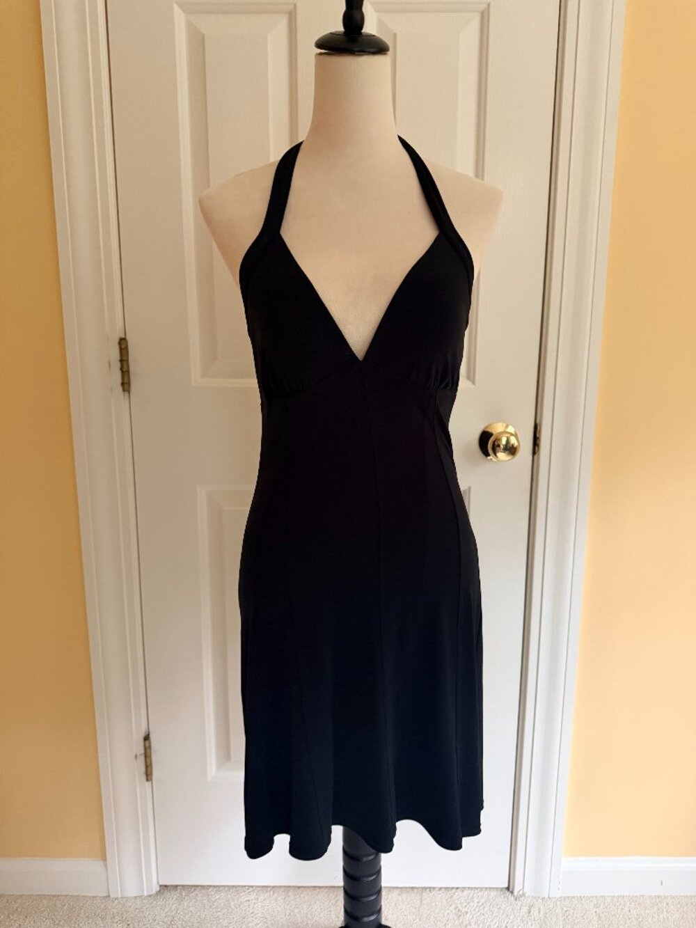 MODA INTERNATIONAL black stretch halter dress, sz XS